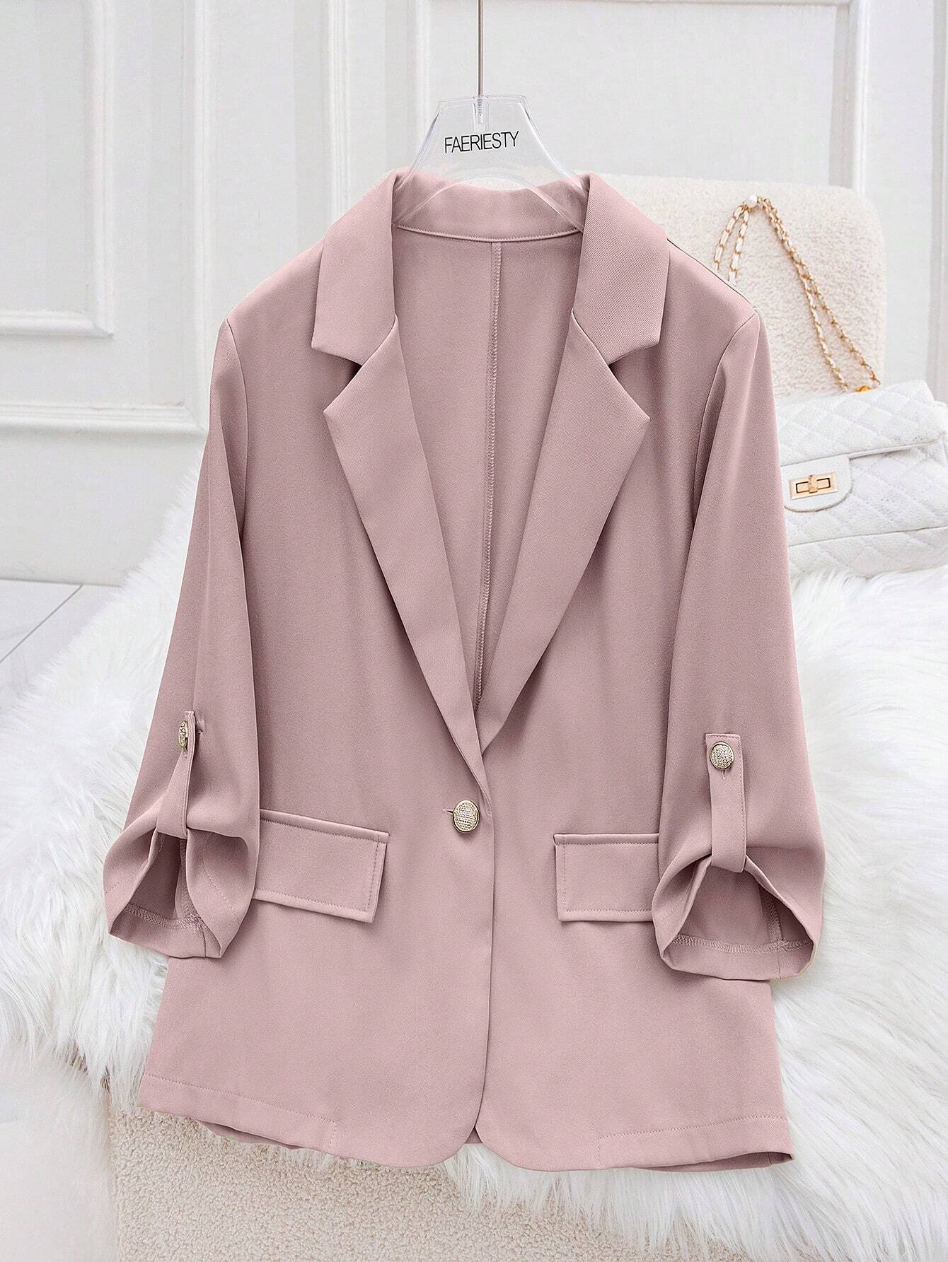 Buy SHEIN Privé Women's Lapel Long Sleeve Rolled Cuff Fashionable Charismatic Mature Style Blazer Jacket in Pakistan