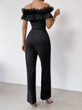 Buy SHEIN Priv̩ Women's One Shoulder Ruffle Trim Jumpsuit in Pakistan