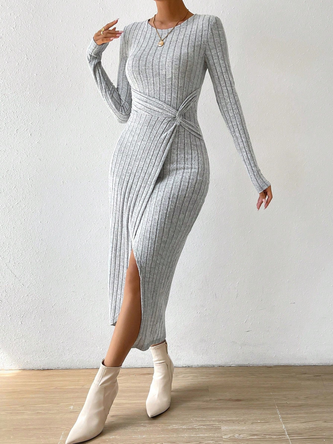 Buy SHEIN Priv̩ Women's Side Slit Twisted Knot Dress in Pakistan