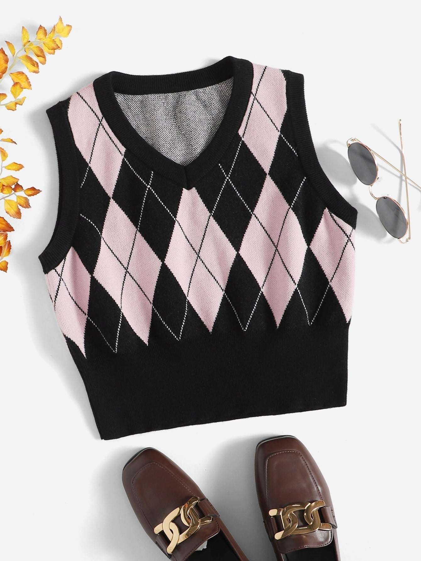 Buy SHEIN Qutie Argyle Pattern Sweater Vest in Pakistan