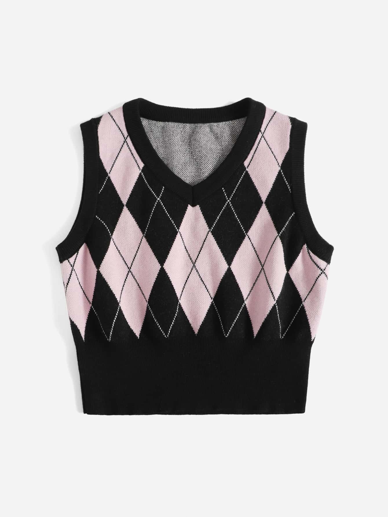 Buy SHEIN Qutie Argyle Pattern Sweater Vest in Pakistan