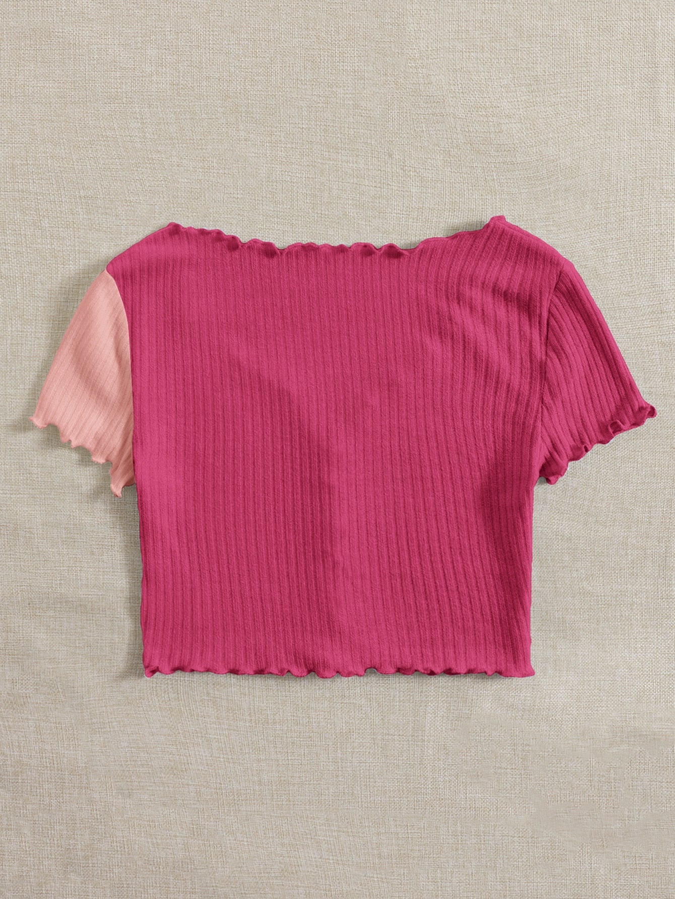 Buy SHEIN Qutie Two Tone Lettuce Trim Tee in Pakistan