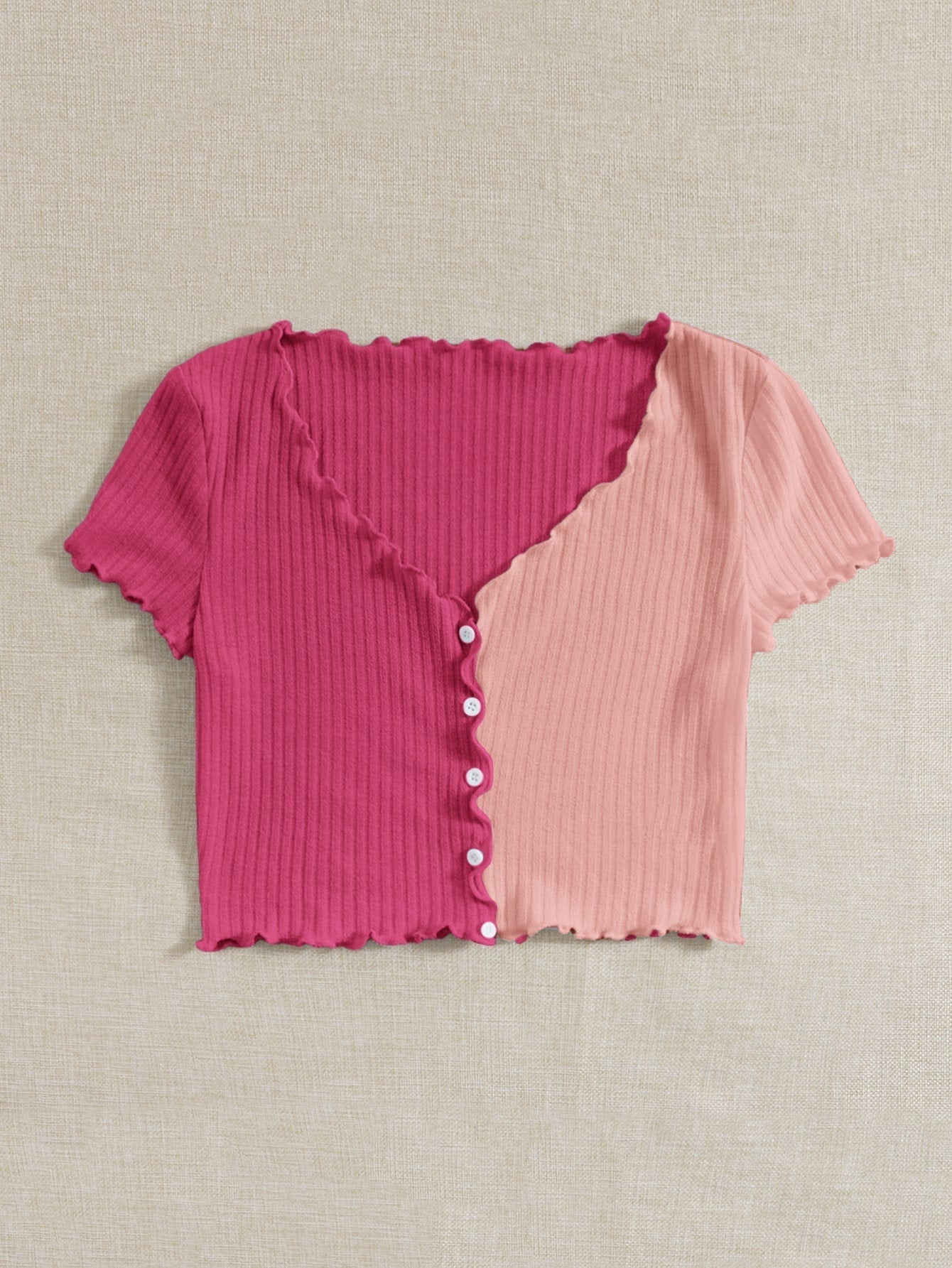 Buy SHEIN Qutie Two Tone Lettuce Trim Tee in Pakistan