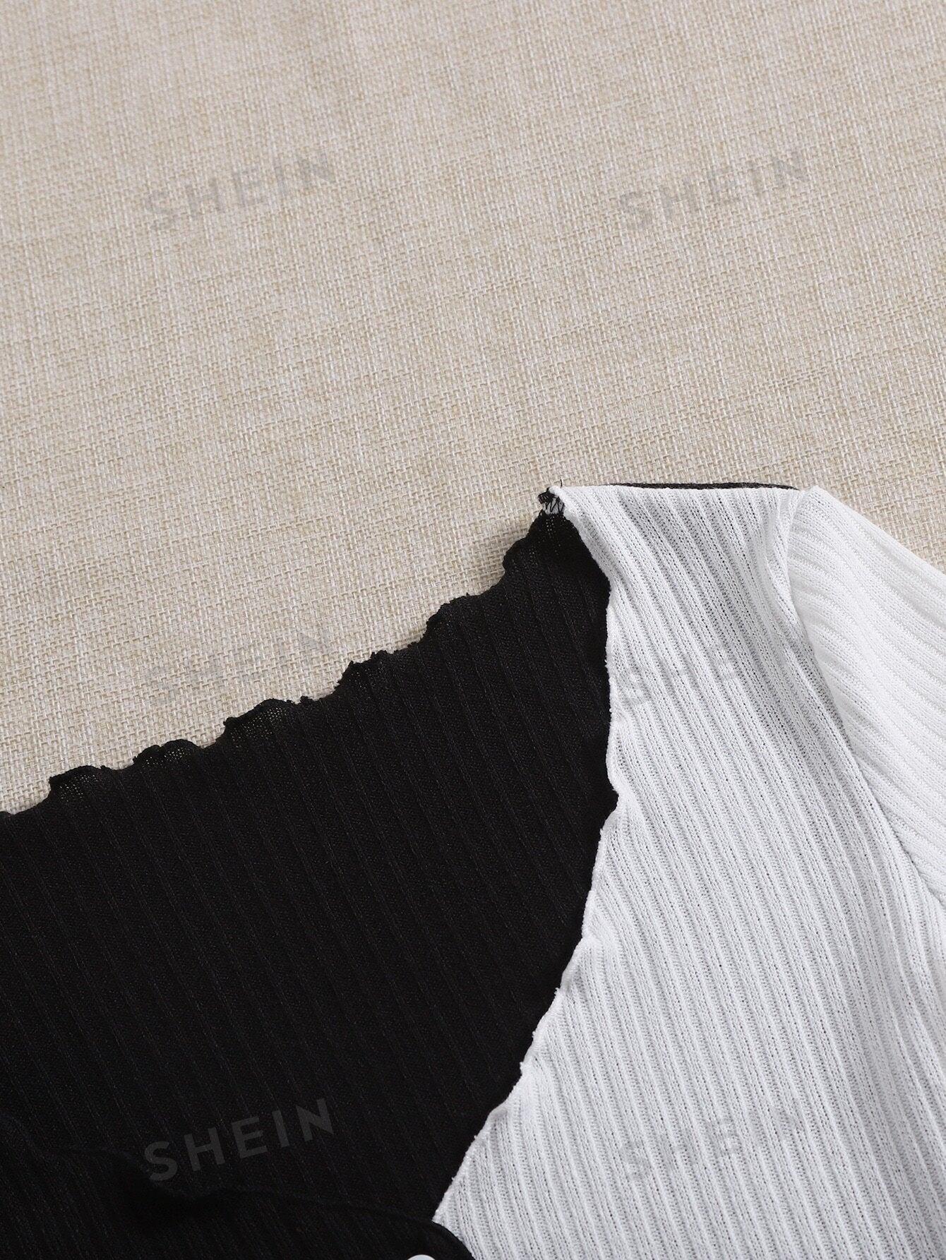 Buy SHEIN Qutie Two Tone Lettuce Trim Tee in Pakistan