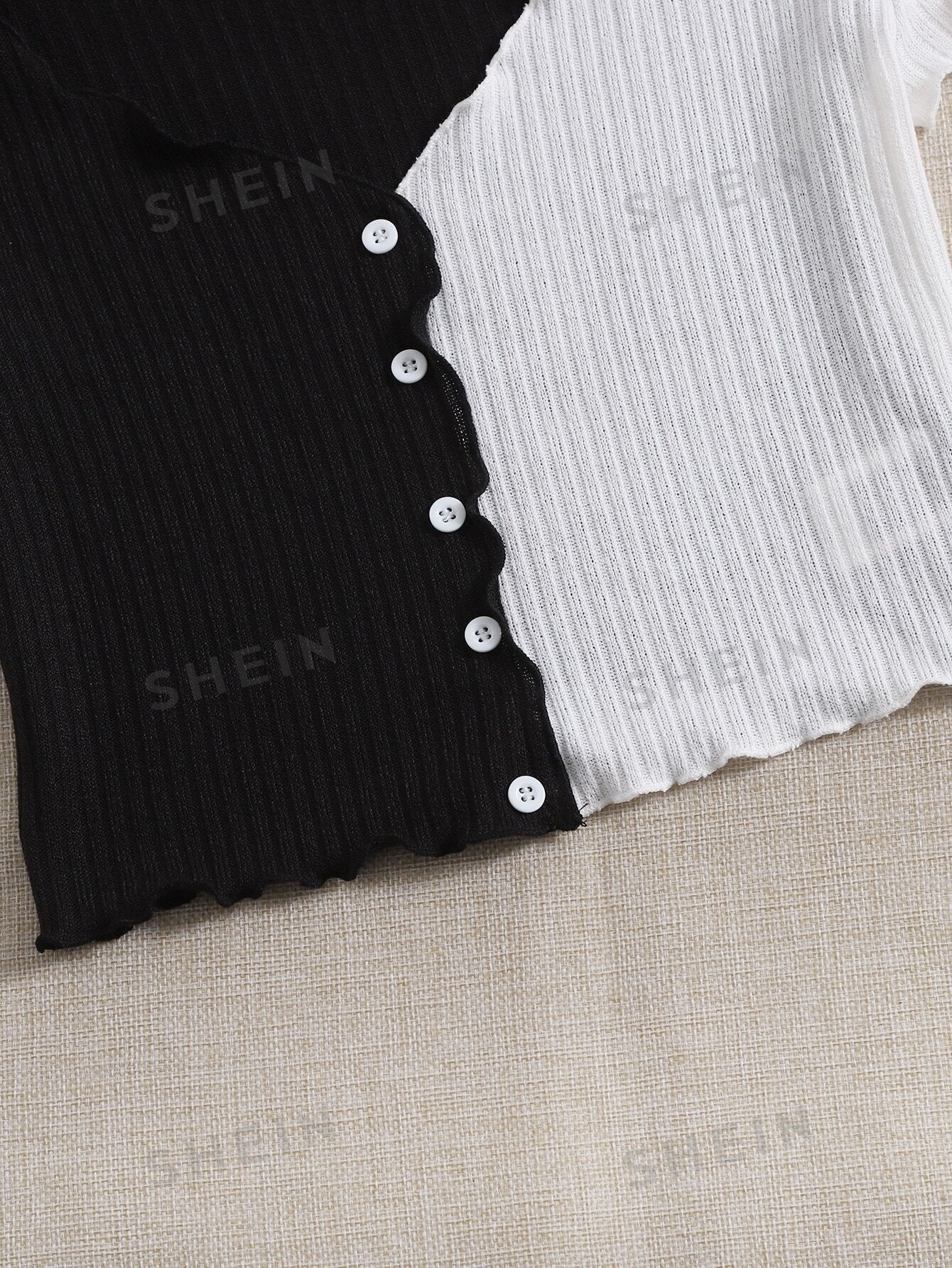 Buy SHEIN Qutie Two Tone Lettuce Trim Tee in Pakistan