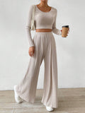 Buy SHEIN Relaxiva Scoop Neck Crop Tee & Wide Leg Pants in Pakistan