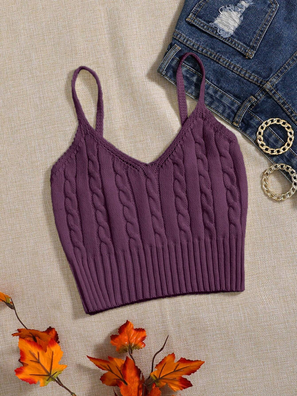 Buy SHEIN Relaxiva Women's Solid Color Casual Loose Knit Camisole Top For Fall And Winter in Pakistan