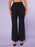 Buy SHEIN SXY Contrast Lace Flare Leg Pants in Pakistan