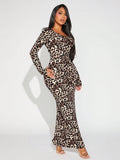 Buy SHEIN SXY Leopard Print Scoop Neck Bodycon Dress in Pakistan