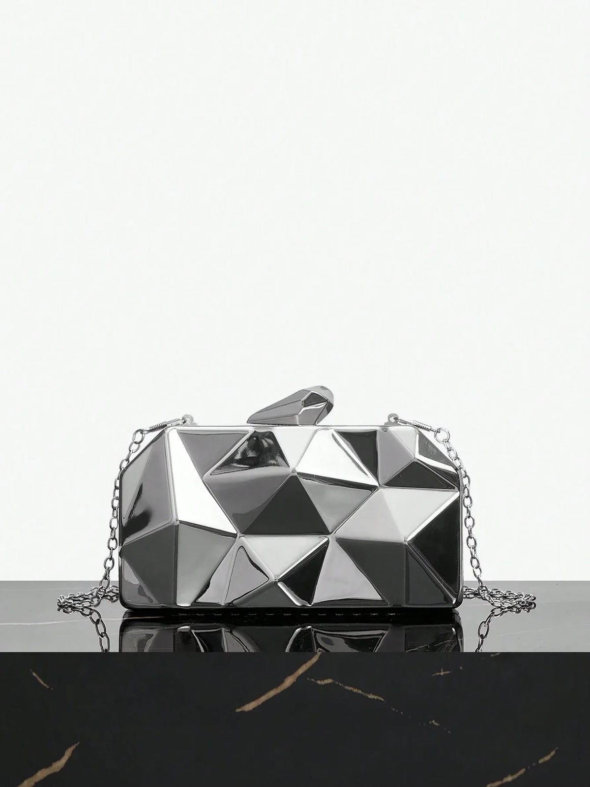 Buy SHEIN SXY Silver Irregular Geometric Shaped Fashion Evening Bag in Pakistan