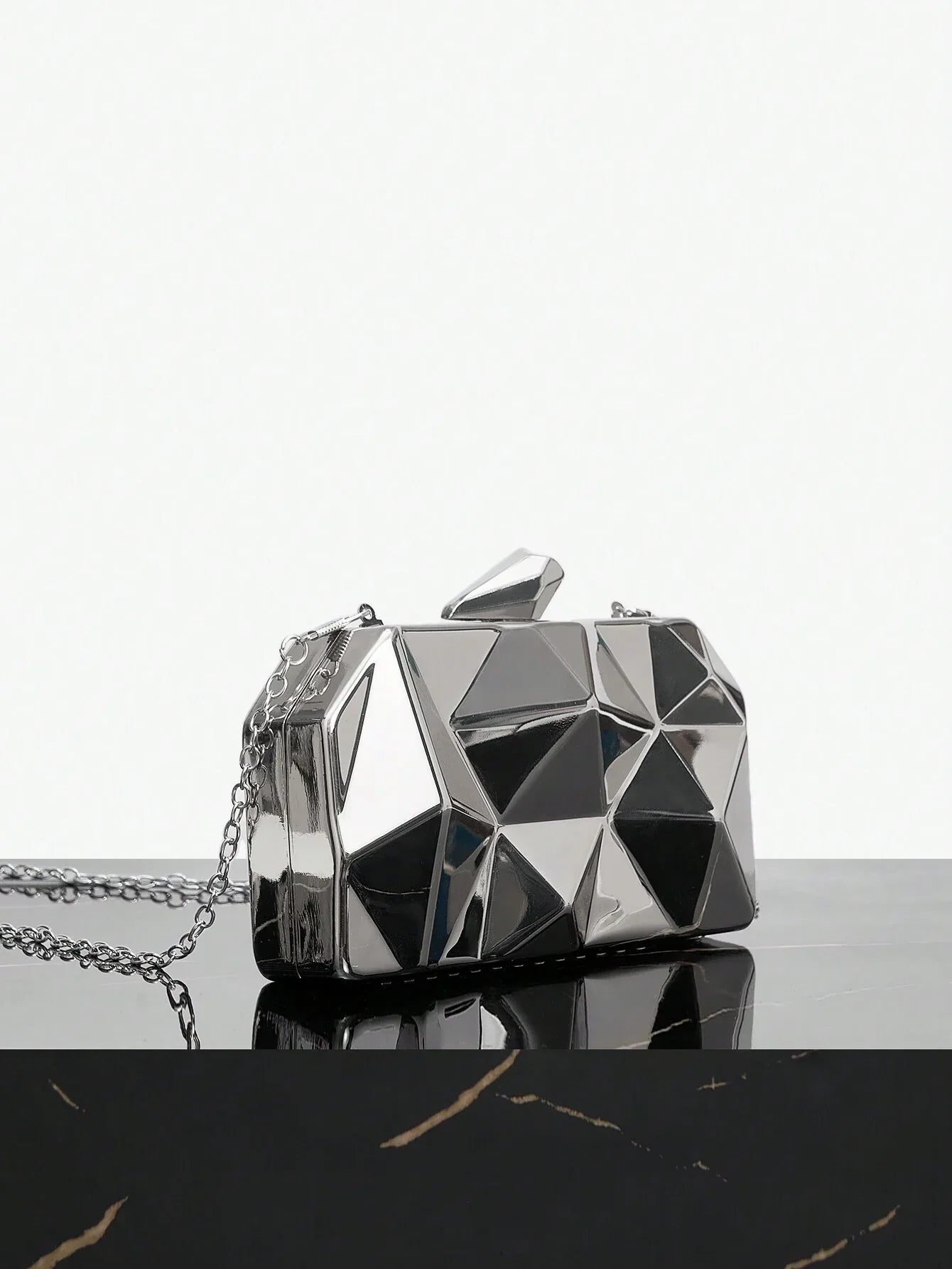 Buy SHEIN SXY Silver Irregular Geometric Shaped Fashion Evening Bag in Pakistan