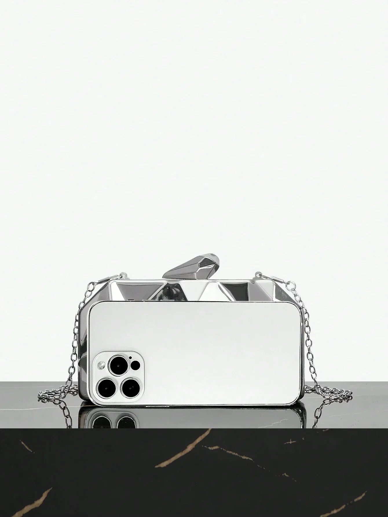 Buy SHEIN SXY Silver Irregular Geometric Shaped Fashion Evening Bag in Pakistan