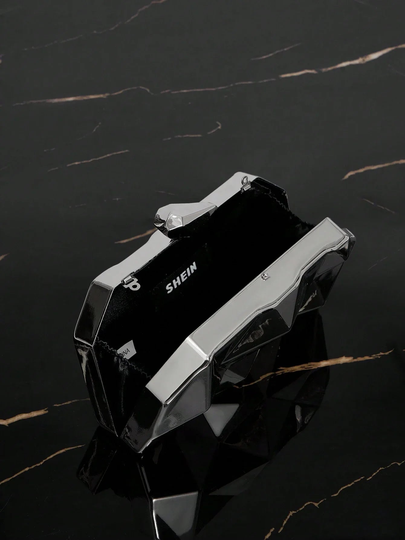 Buy SHEIN SXY Silver Irregular Geometric Shaped Fashion Evening Bag in Pakistan