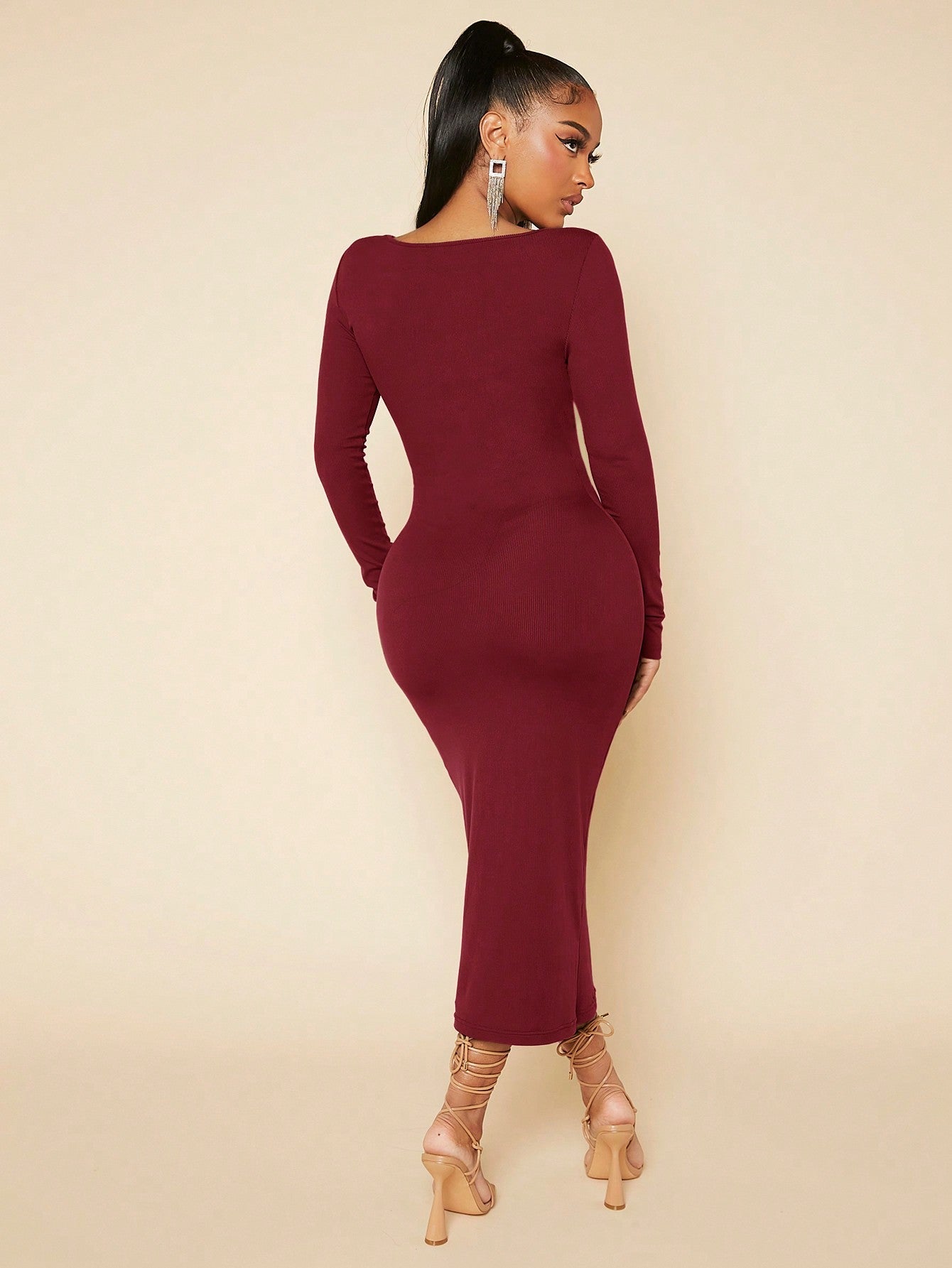 Buy SHEIN SXY Solid Square Neck Bodycon Dress in Pakistan