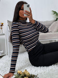 Buy SHEIN Slayr Colourful Striped Mock Neck Tee in Pakistan