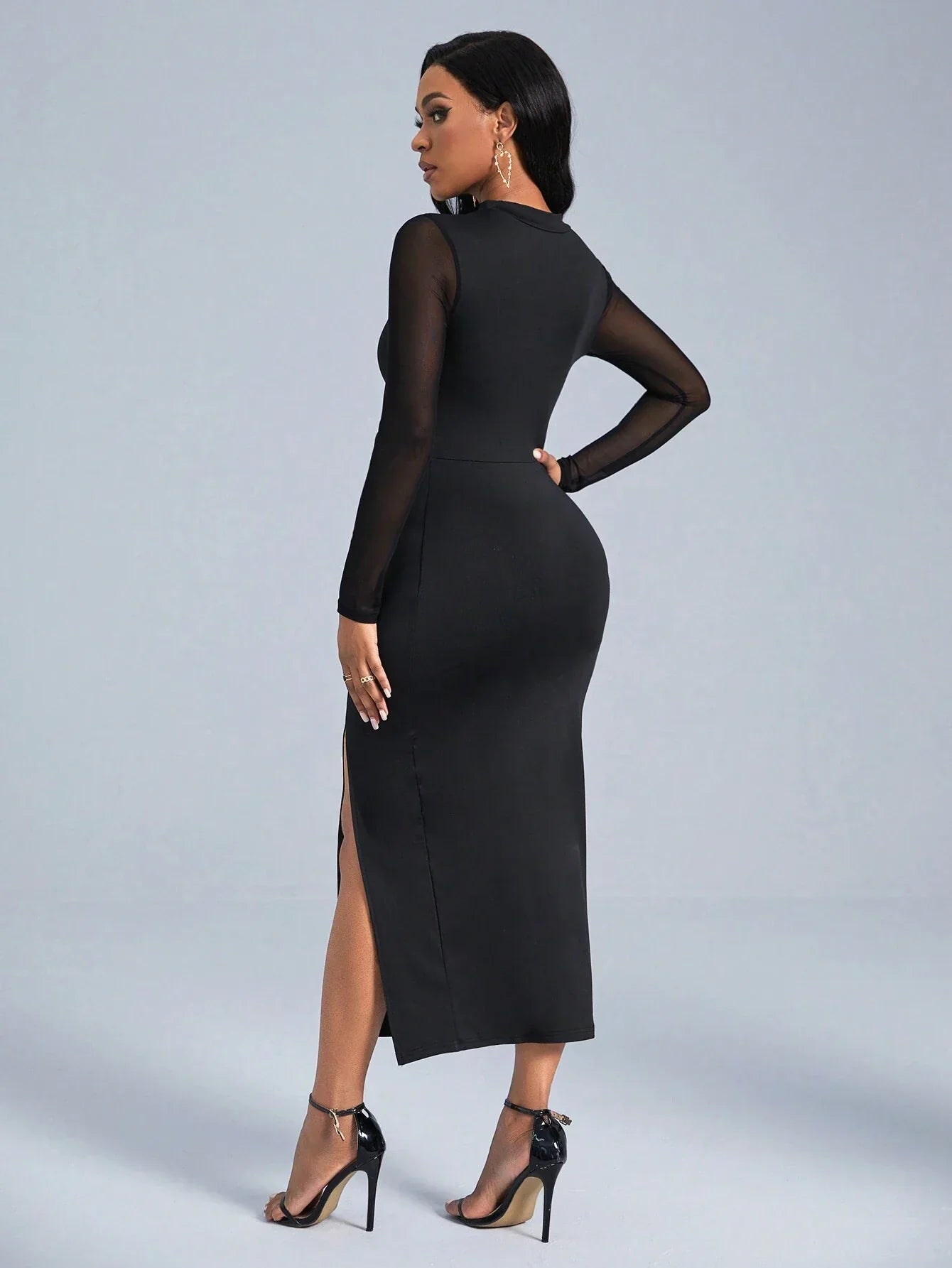 Buy SHEIN Slayr Cut Out Front Contrast Mesh Split Thigh Dress in Pakistan