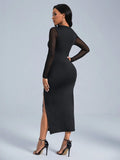 Buy SHEIN Slayr Cut Out Front Contrast Mesh Split Thigh Dress in Pakistan