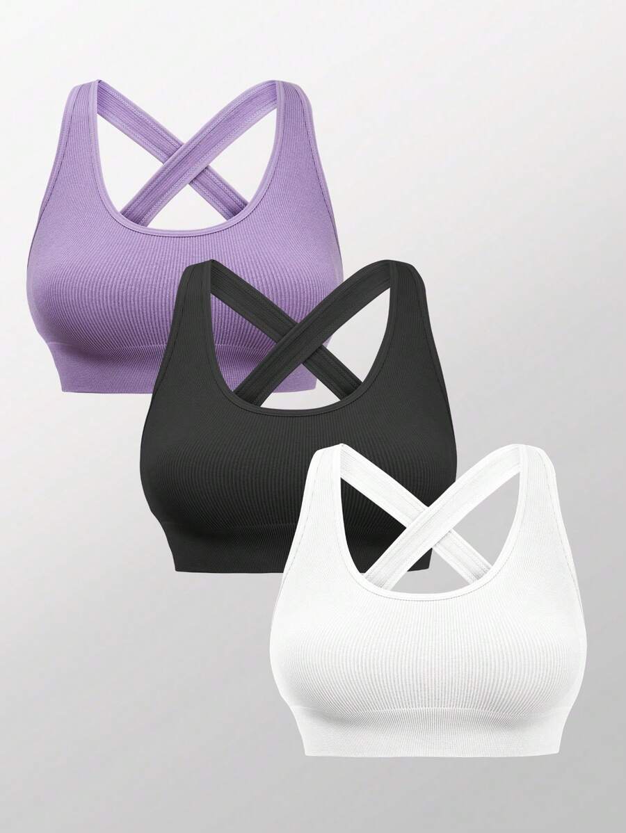 Buy SHEIN Sport Studio 3 Pack Criss Cross Back Sports Bra in Pakistan