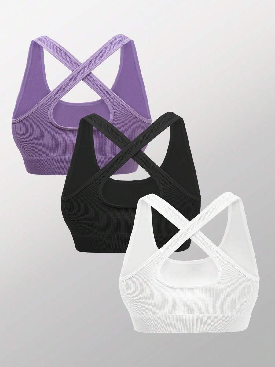Buy SHEIN Sport Studio 3 Pack Criss Cross Back Sports Bra in Pakistan