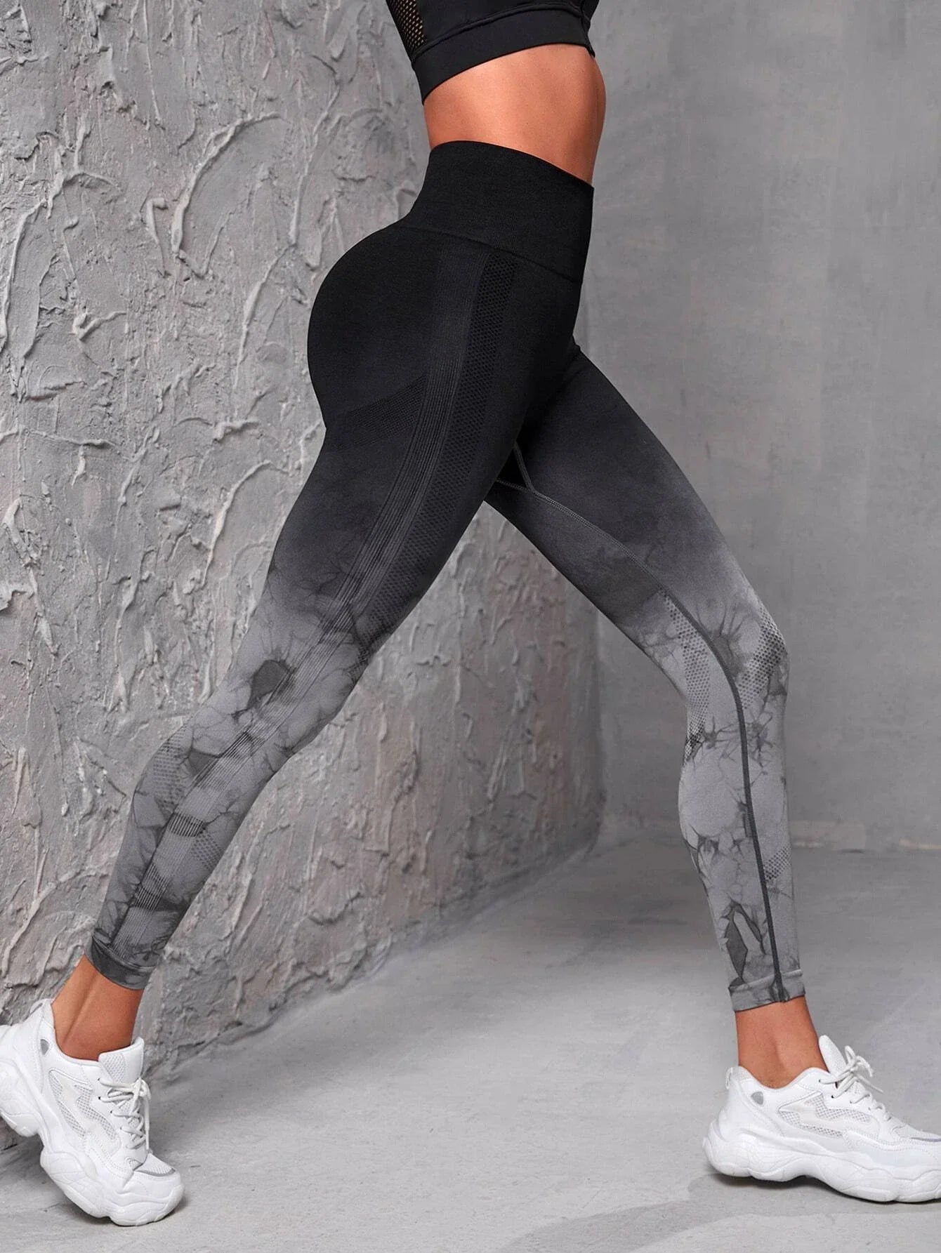 Buy SHEIN Sport Studio SHEIN Ombre & Random Print Yoga Leggings Seamless High Stretch Tummy Control Sports Tights in Pakistan