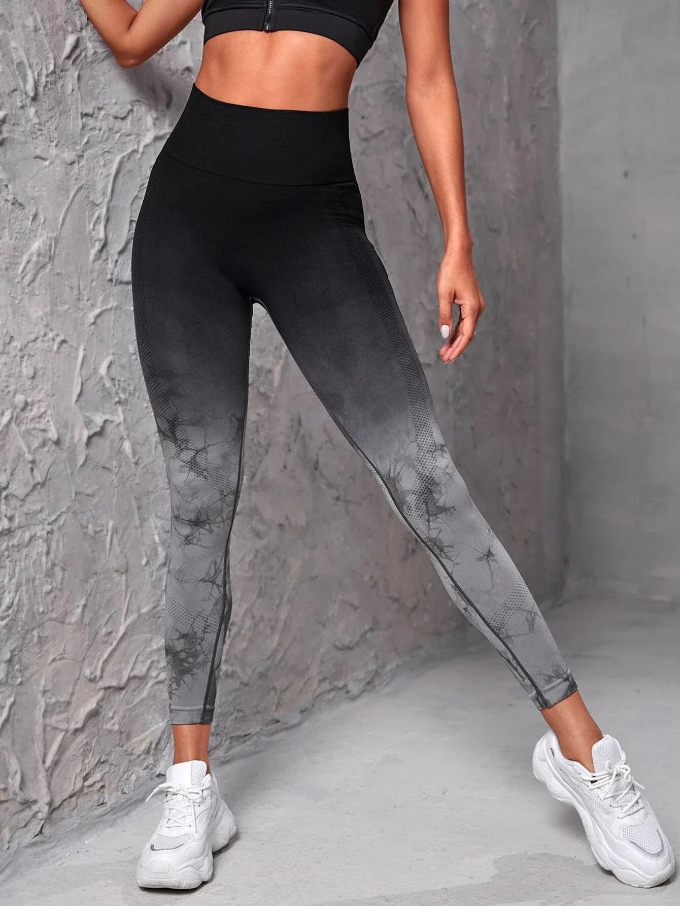 Buy SHEIN Sport Studio SHEIN Ombre & Random Print Yoga Leggings Seamless High Stretch Tummy Control Sports Tights in Pakistan