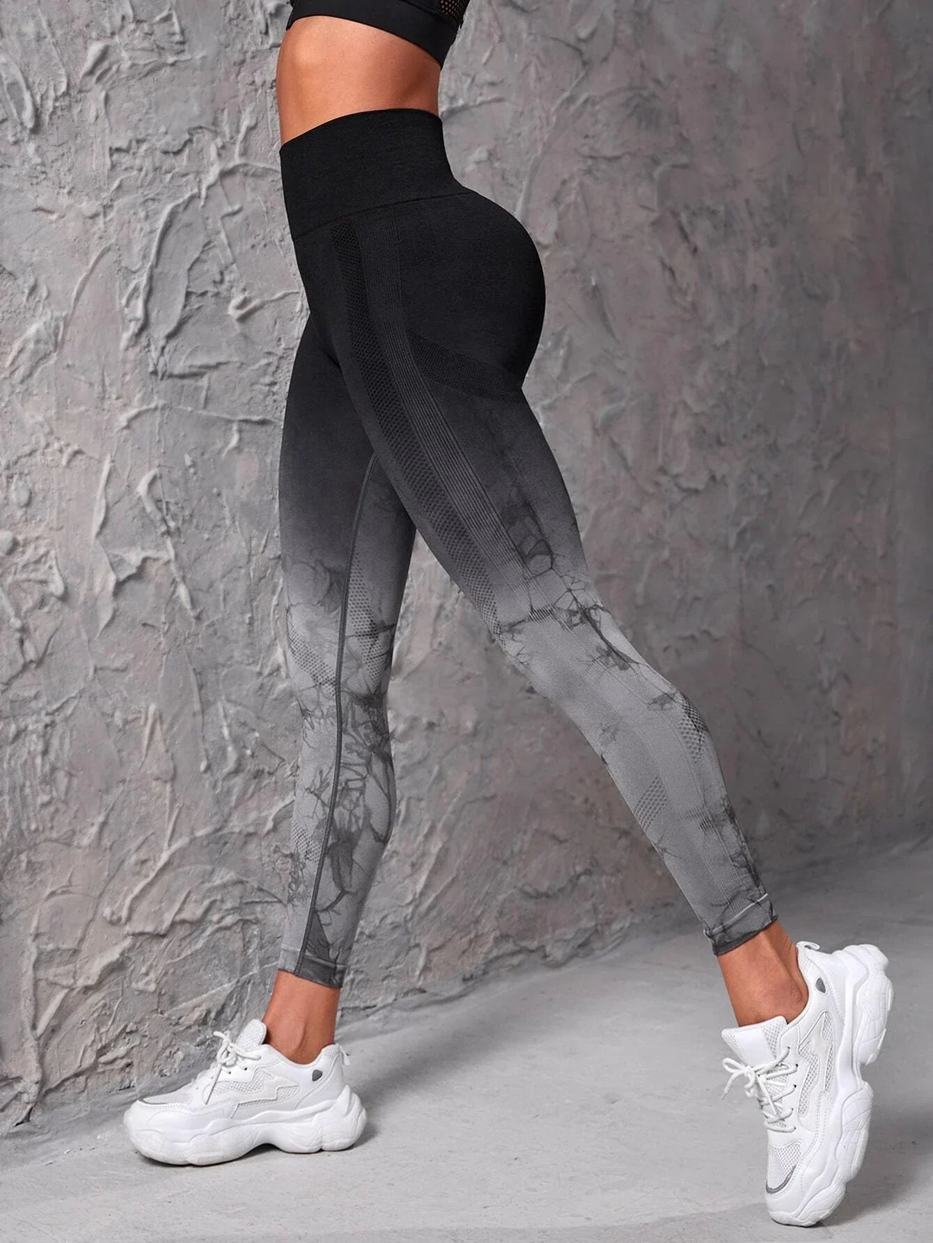 Buy SHEIN Sport Studio SHEIN Ombre & Random Print Yoga Leggings Seamless High Stretch Tummy Control Sports Tights in Pakistan