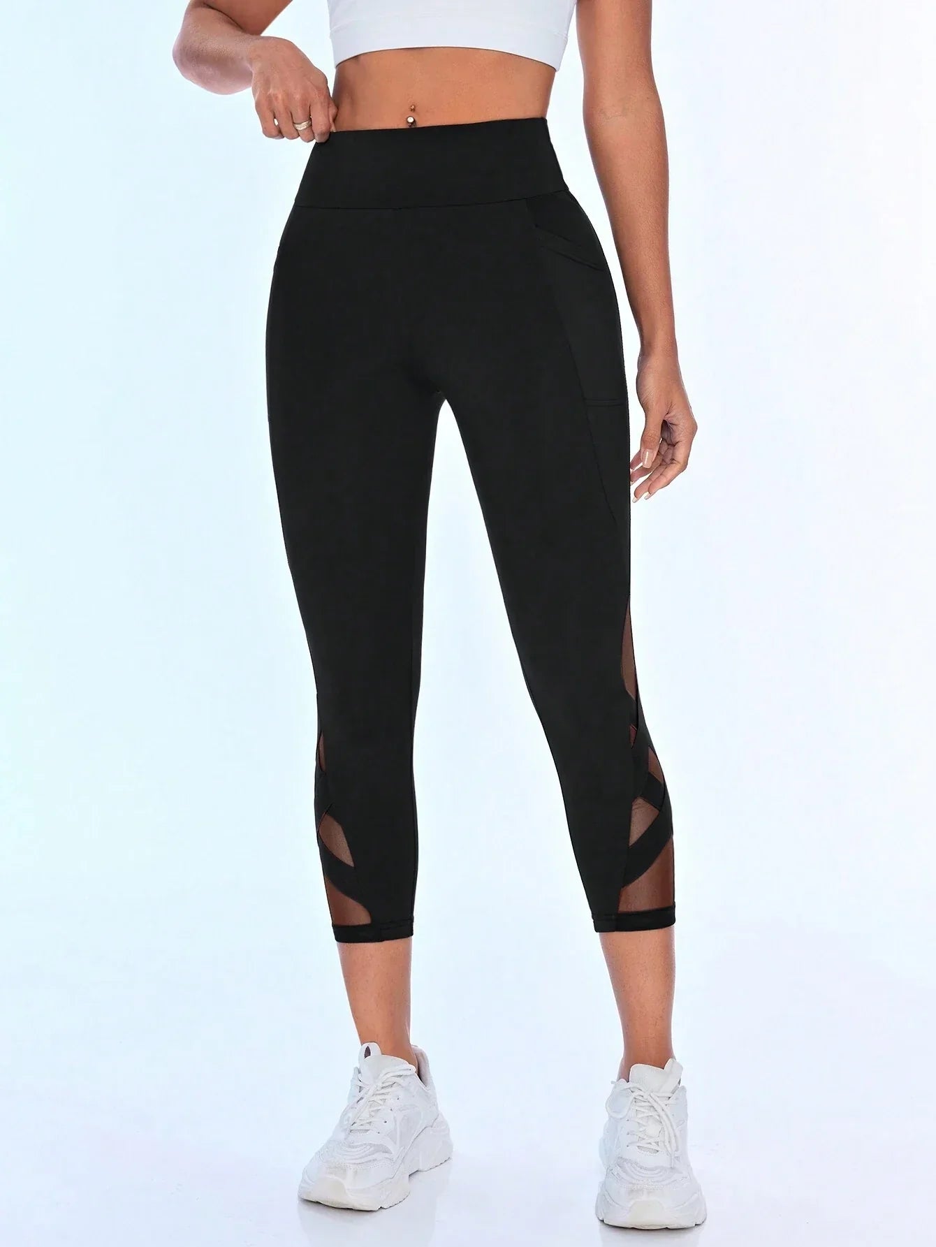 Buy SHEIN Sport Studio Solid Color Elastic Summer Sports Leggings in Pakistan