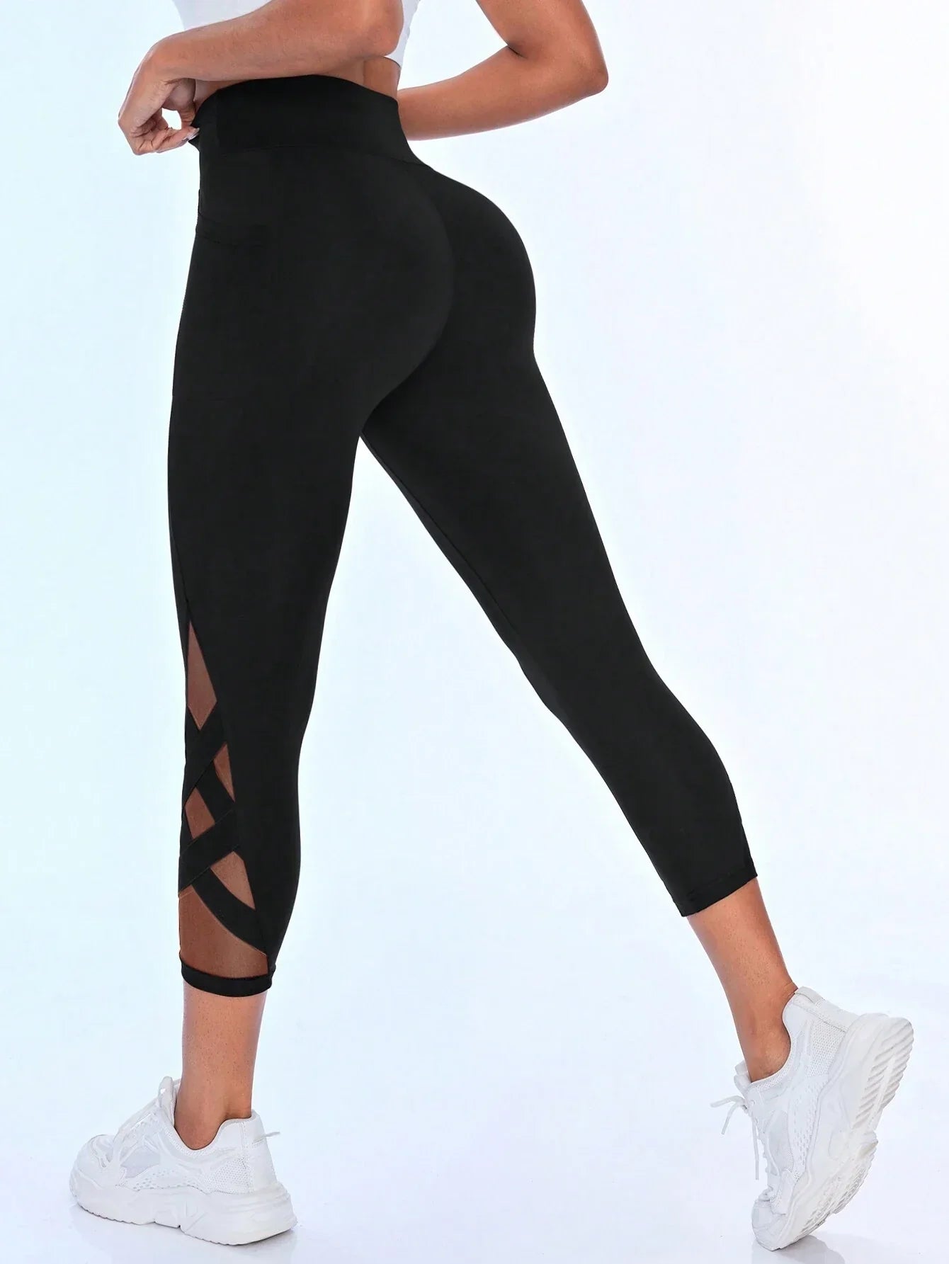 Buy SHEIN Sport Studio Solid Color Elastic Summer Sports Leggings in Pakistan