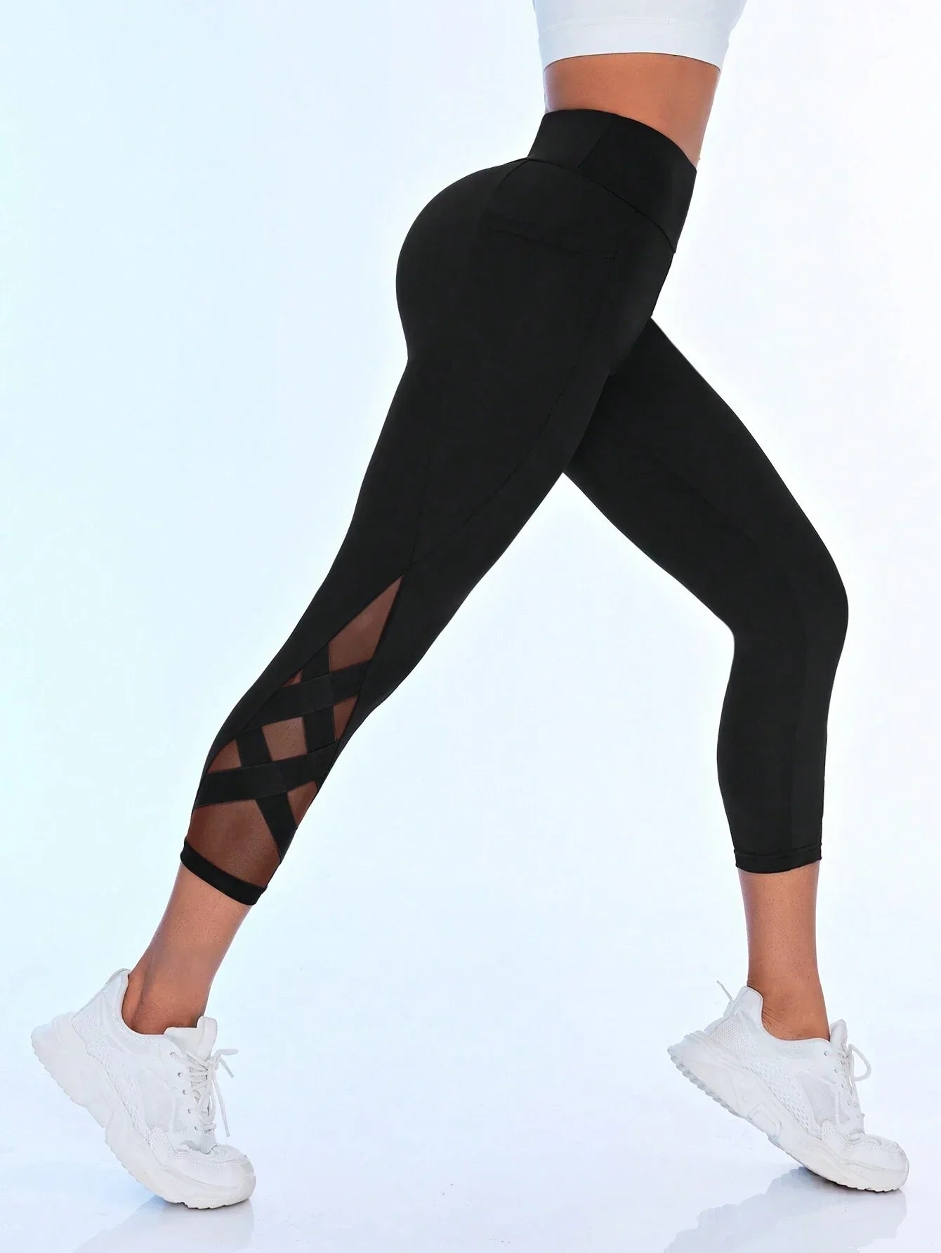 Buy SHEIN Sport Studio Solid Color Elastic Summer Sports Leggings in Pakistan