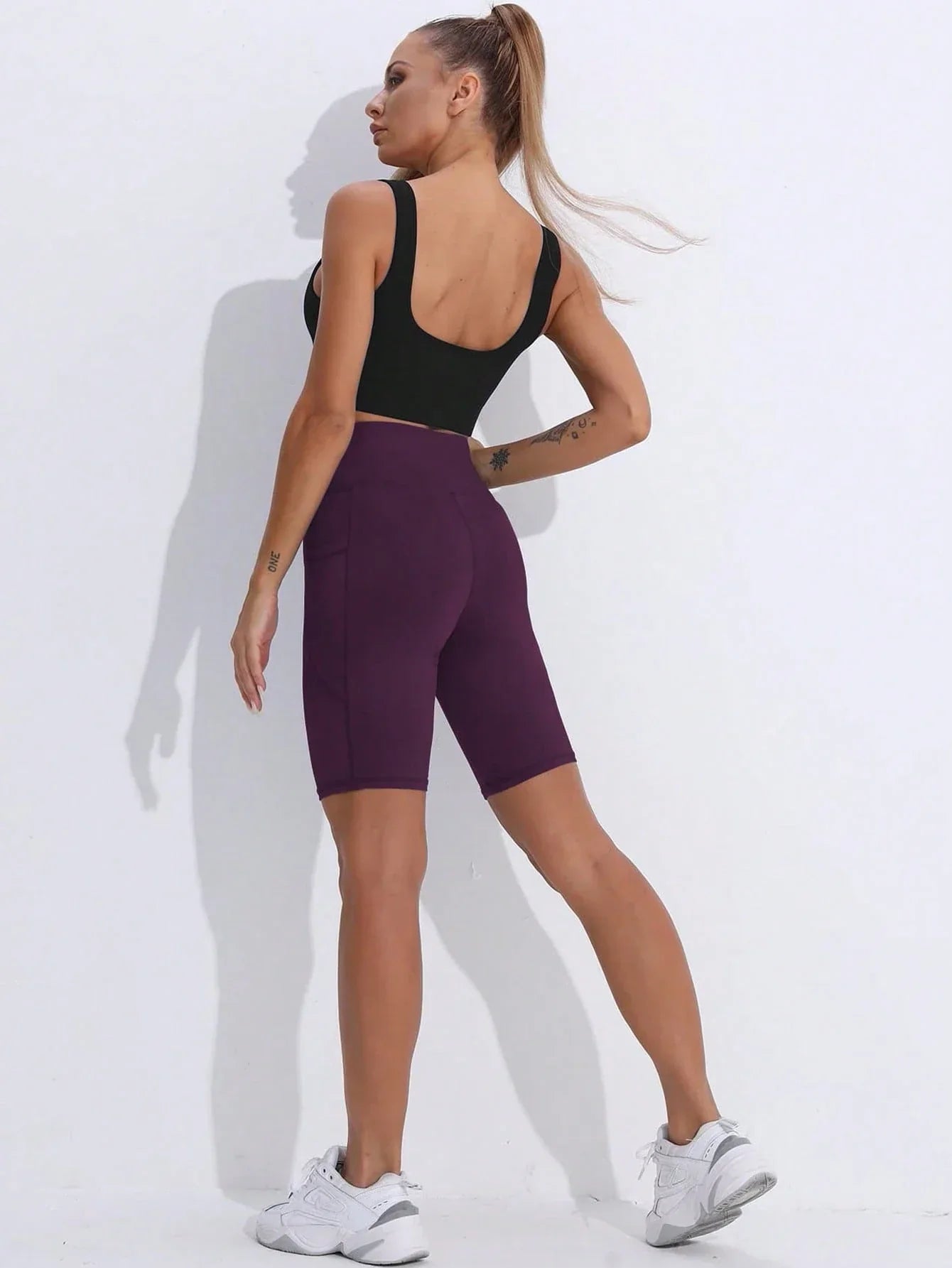 Buy SHEIN Sport Studio Wide Waistband Phone Pocket Side Biker Shorts in Pakistan