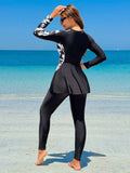 Buy SHEIN Swim Mulvari Women Summer Beach Conservative Style Contrast Plant Print Burkini Set in Pakistan