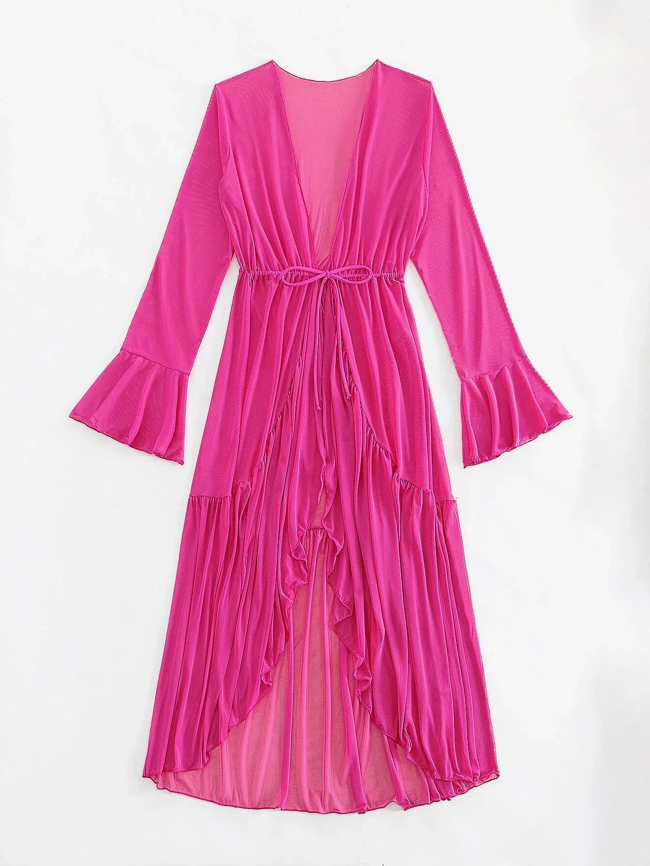 Buy SHEIN Swim Vcay Lettuce Trim Ruffle Trim Flounce Sleeve Kimono in Pakistan