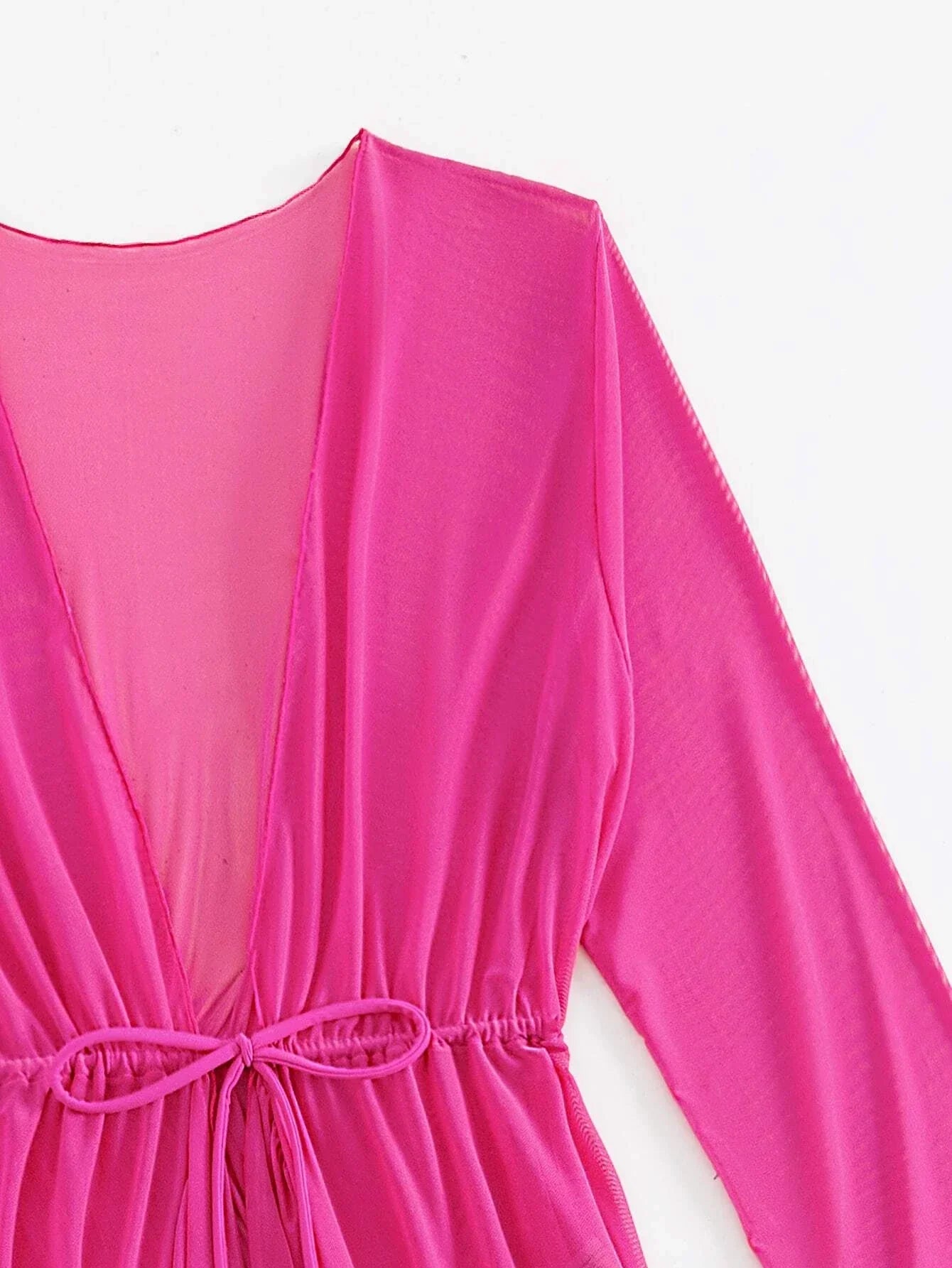 Buy SHEIN Swim Vcay Lettuce Trim Ruffle Trim Flounce Sleeve Kimono in Pakistan