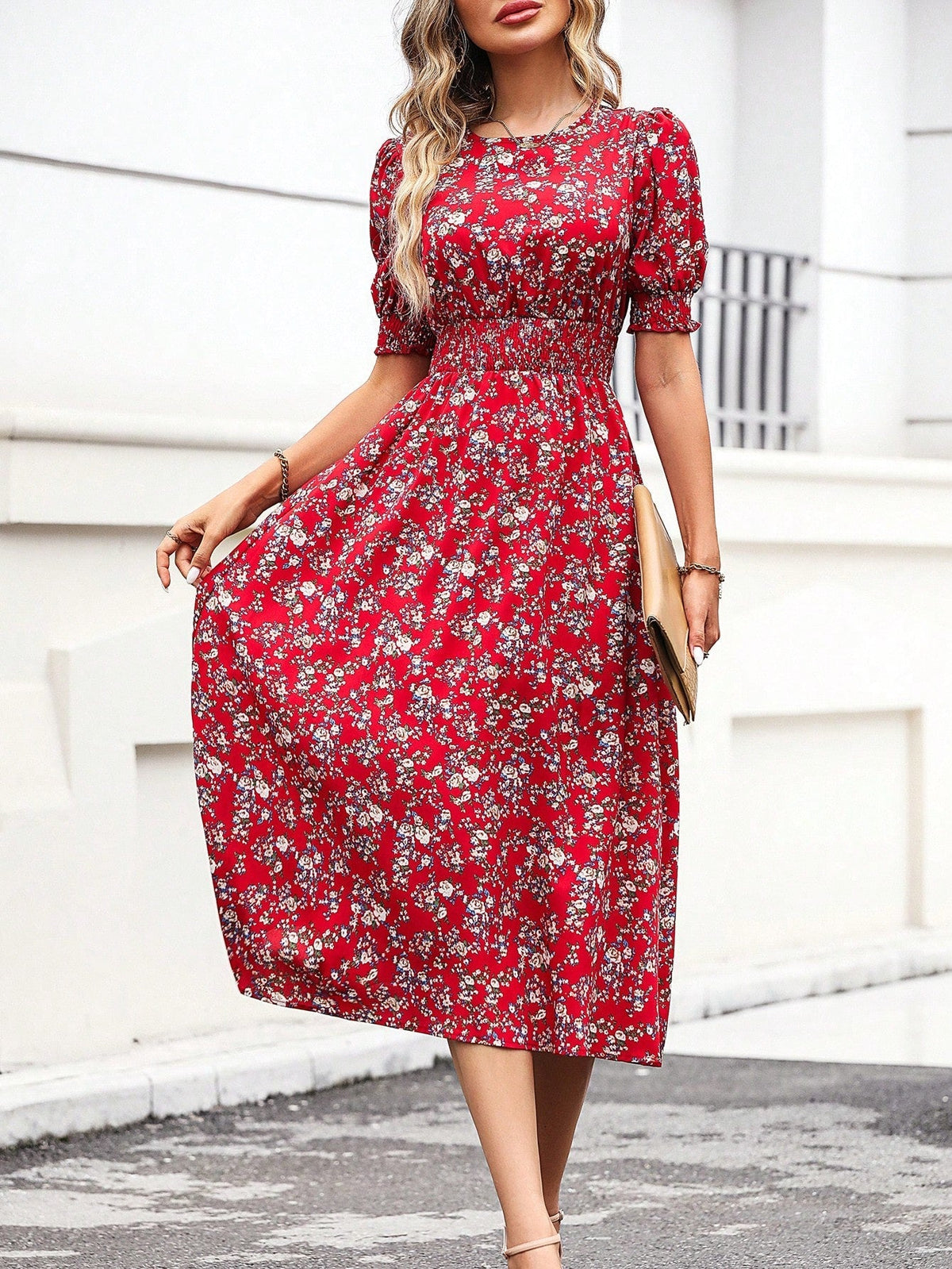 Buy SHEIN Unity Floral Print Puff Sleeve Dress in Pakistan