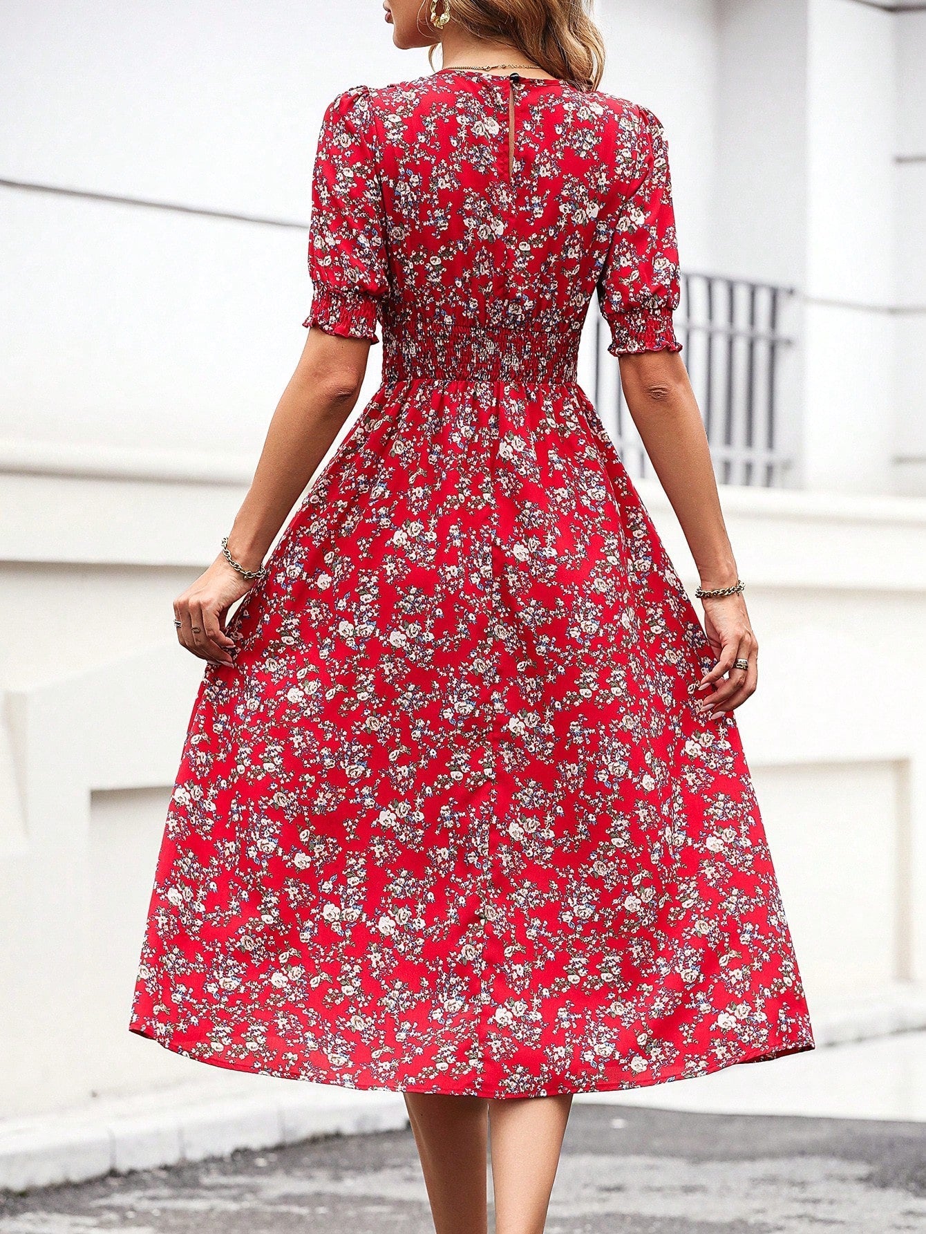 Buy SHEIN Unity Floral Print Puff Sleeve Dress in Pakistan