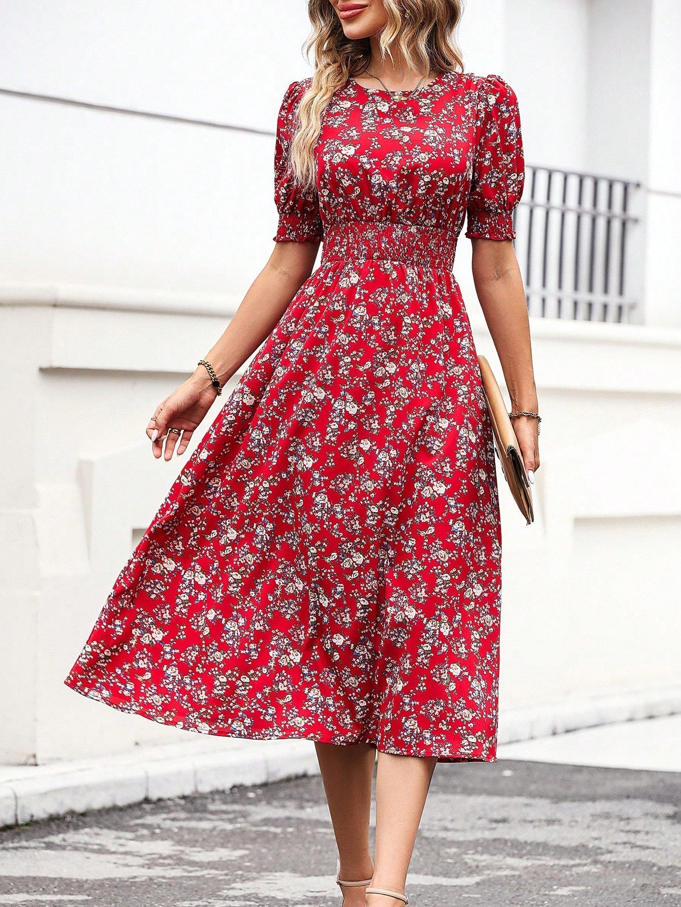Buy SHEIN Unity Floral Print Puff Sleeve Dress in Pakistan