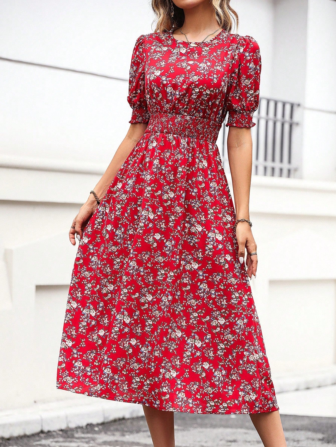 Buy SHEIN Unity Floral Print Puff Sleeve Dress in Pakistan
