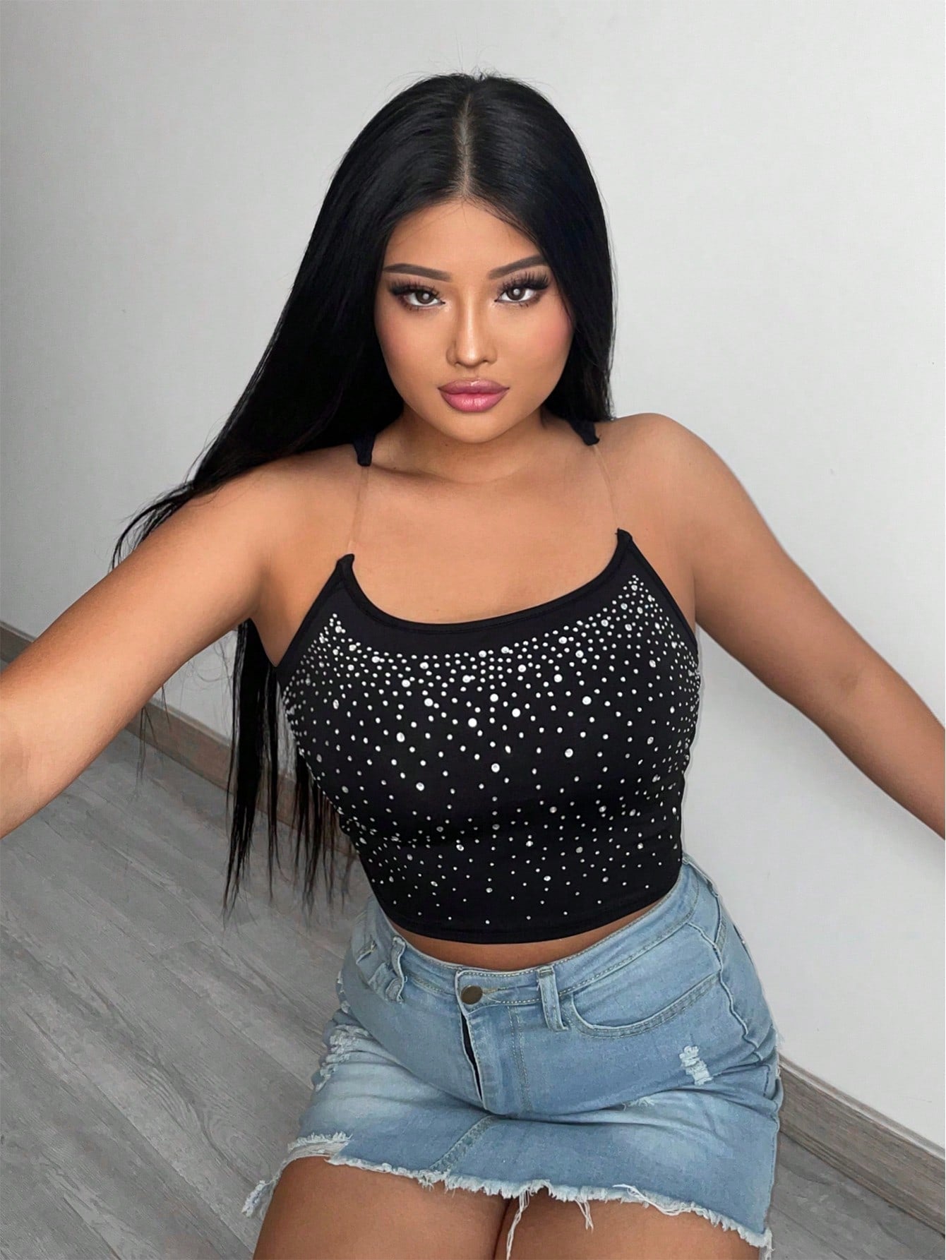 Buy SHEIN Unity Rhinestone Detail Crop Tank Top in Pakistan