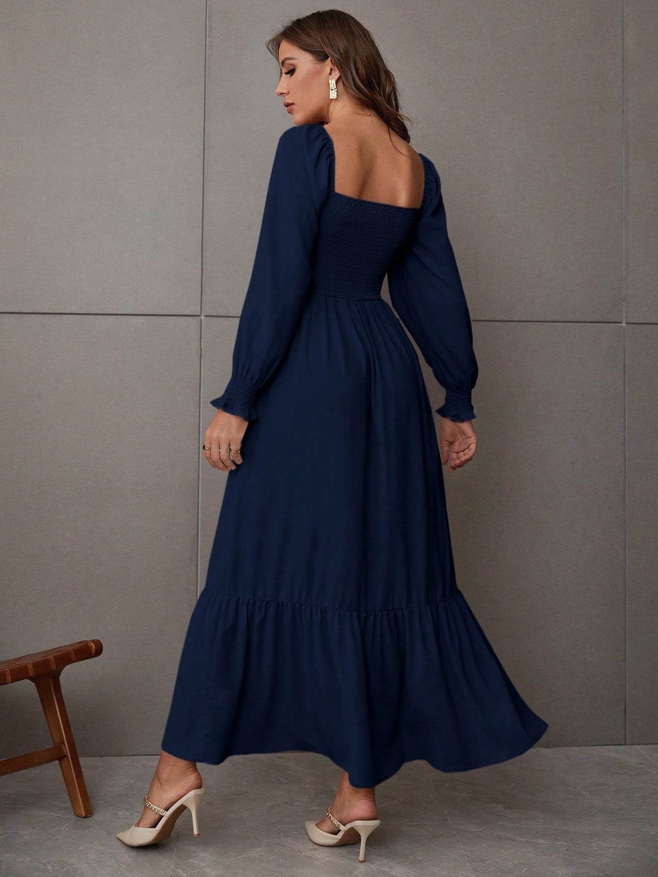 Buy SHEIN VCAY Square Neck Ruffle Hem Dress in Pakistan