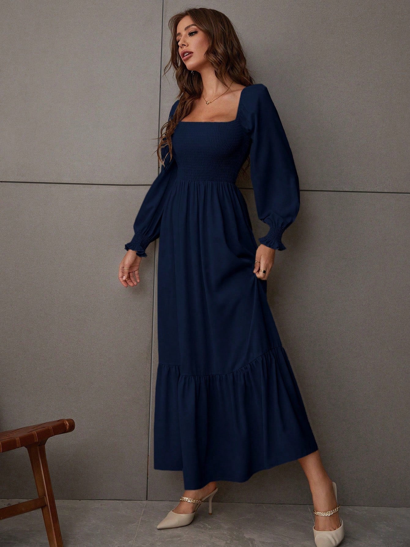 Buy SHEIN VCAY Square Neck Ruffle Hem Dress in Pakistan