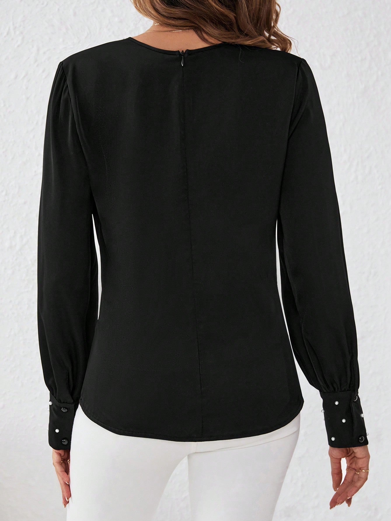 Buy SHEIN Satin Fabric Shirt With Front Knot And Cufflinks Detailed Sleeves in Pakistan