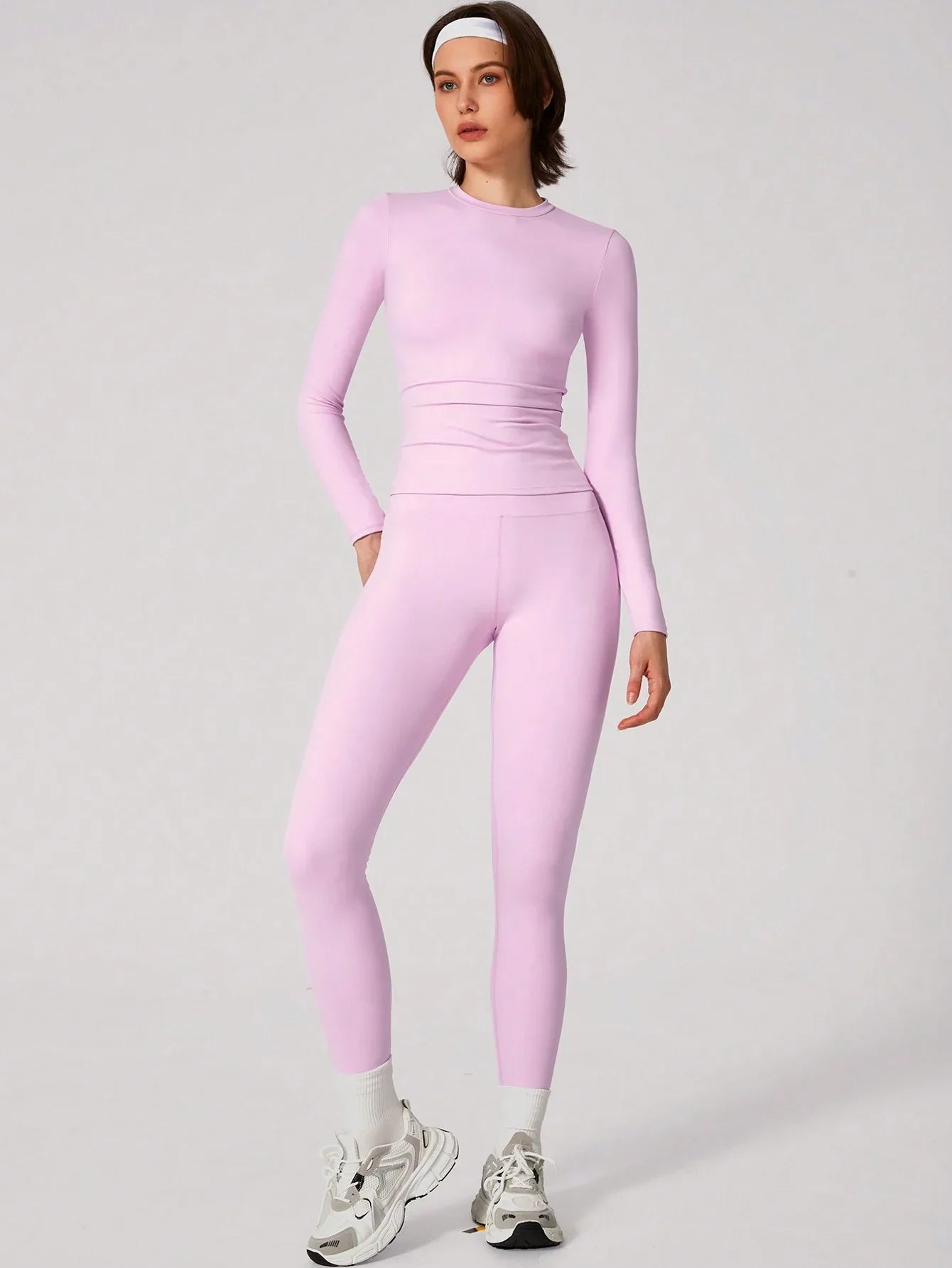 Buy SHEIN Set Women Simple Solid Color Sports Top And Pants Base Set Yoga Daily in Pakistan