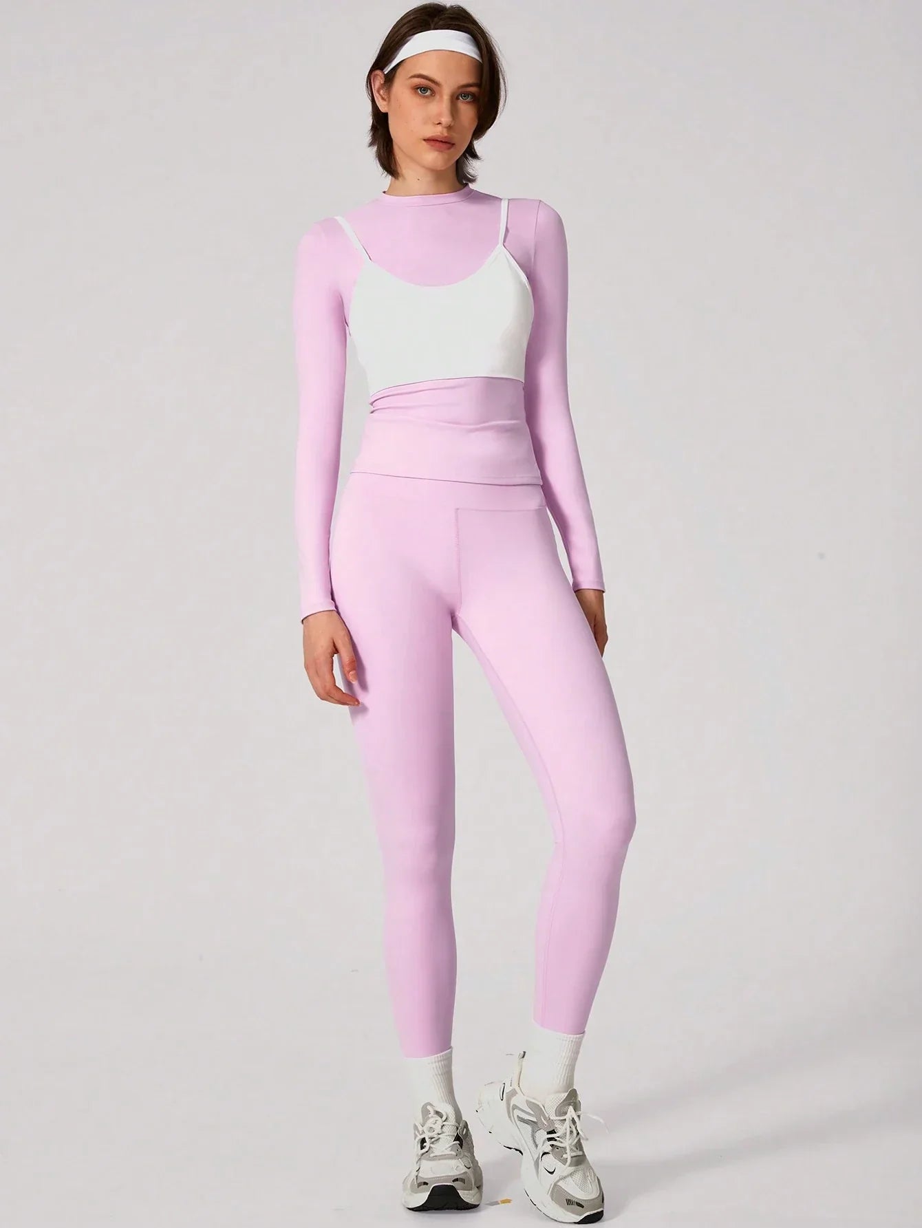 Buy SHEIN Set Women Simple Solid Color Sports Top And Pants Base Set Yoga Daily in Pakistan