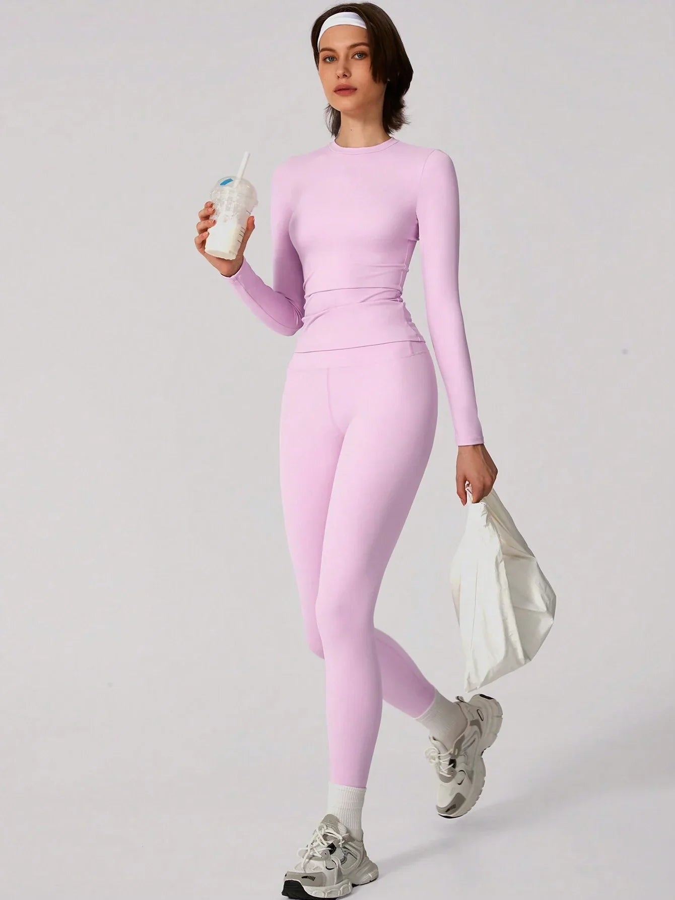 Buy SHEIN Set Women Simple Solid Color Sports Top And Pants Base Set Yoga Daily in Pakistan