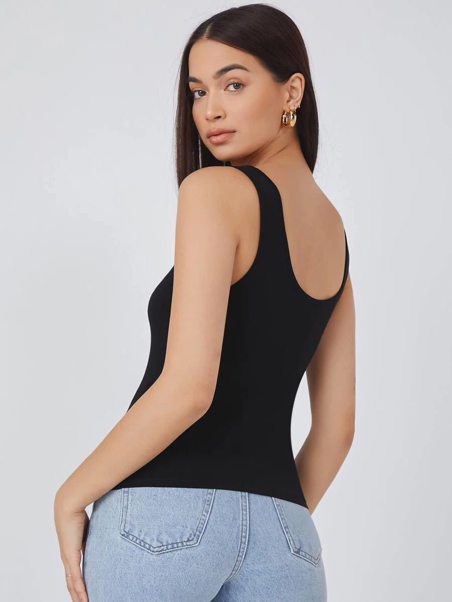 Buy Shein Basics Scoop Neck Solid Tank Top in Pakistan