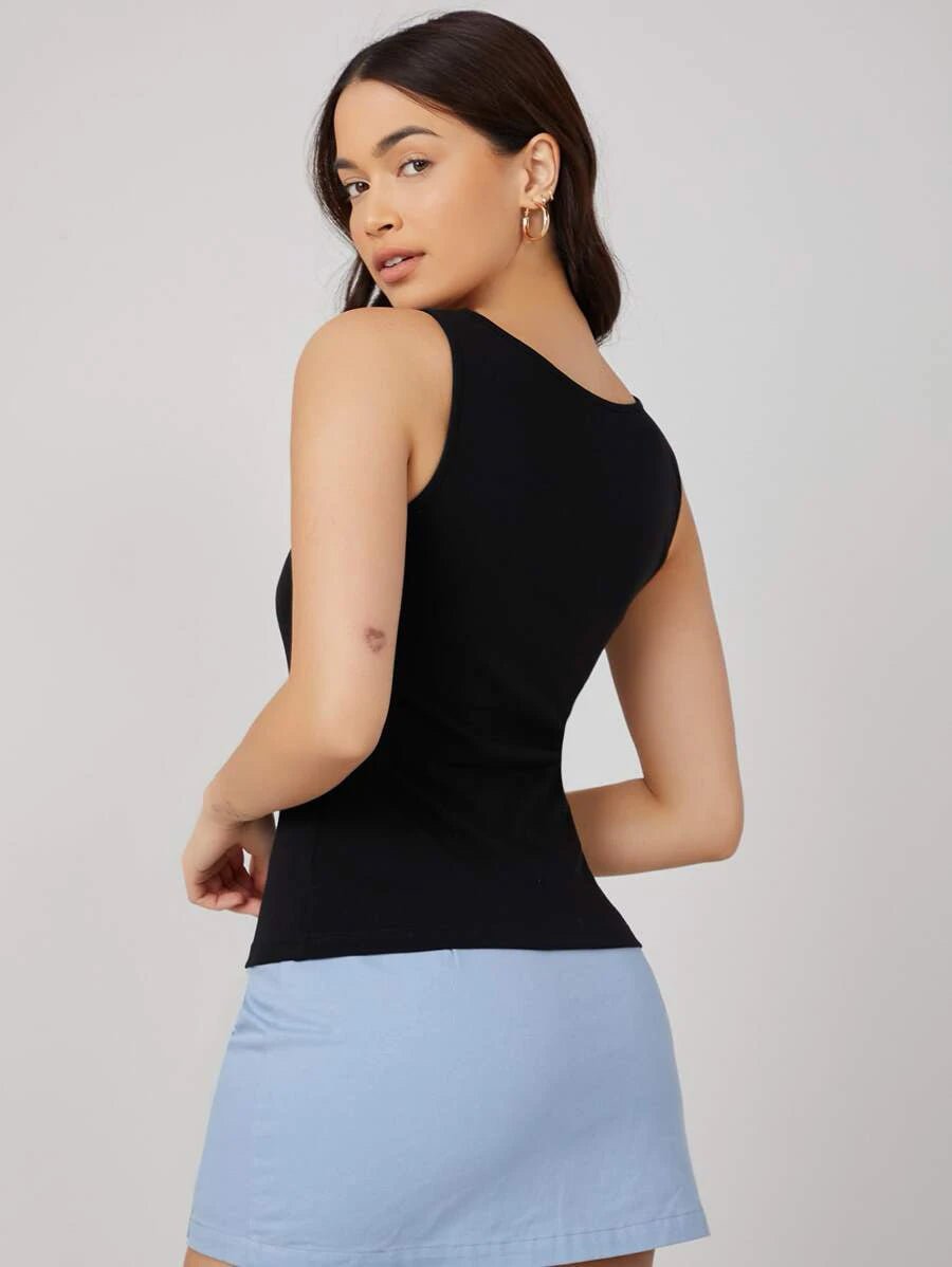 Buy Shein Basics Square Neck Solid Tank Top in Pakistan
