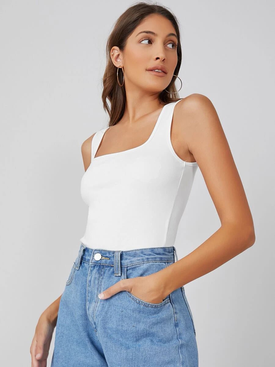 Buy Shein Basics Square Neck Solid Tank Top in Pakistan