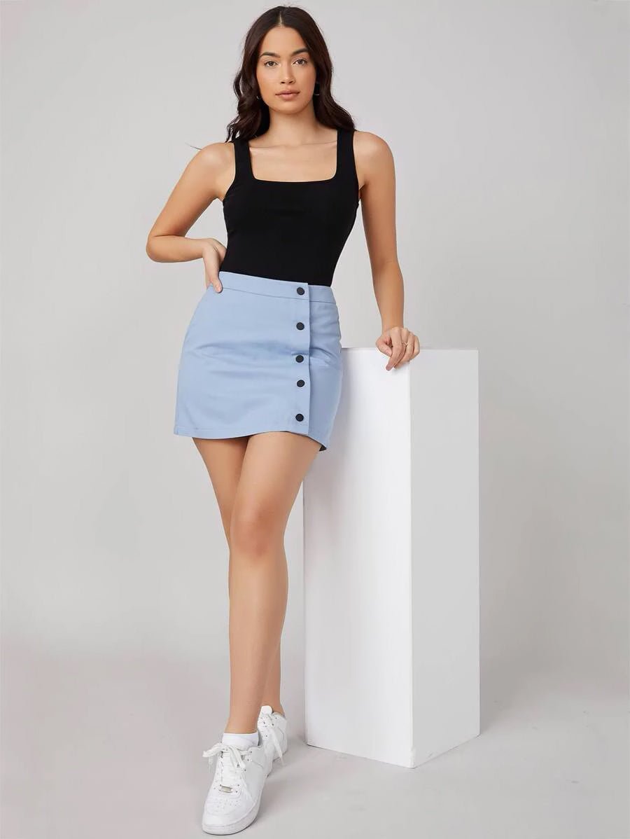 Buy Shein Basics Square Neck Solid Tank Top in Pakistan