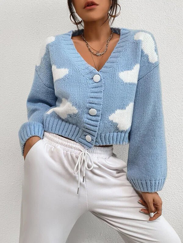 Buy Shein Clouds Pattern Drop Shoulder Cardigan in Pakistan