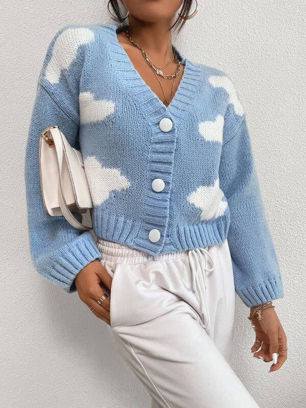 Buy Shein Clouds Pattern Drop Shoulder Cardigan in Pakistan